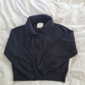 Abercombie & Fitch Black Notch-Neck Sweater Polo